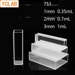 YCLAB 1mm e 2mm e 3mm Cuvette 751 Colorimetro Delle Cellule di Vetro 0.35 ml e 0.7 ml e 1 ml Attrezzature di Laboratorio di Chimica