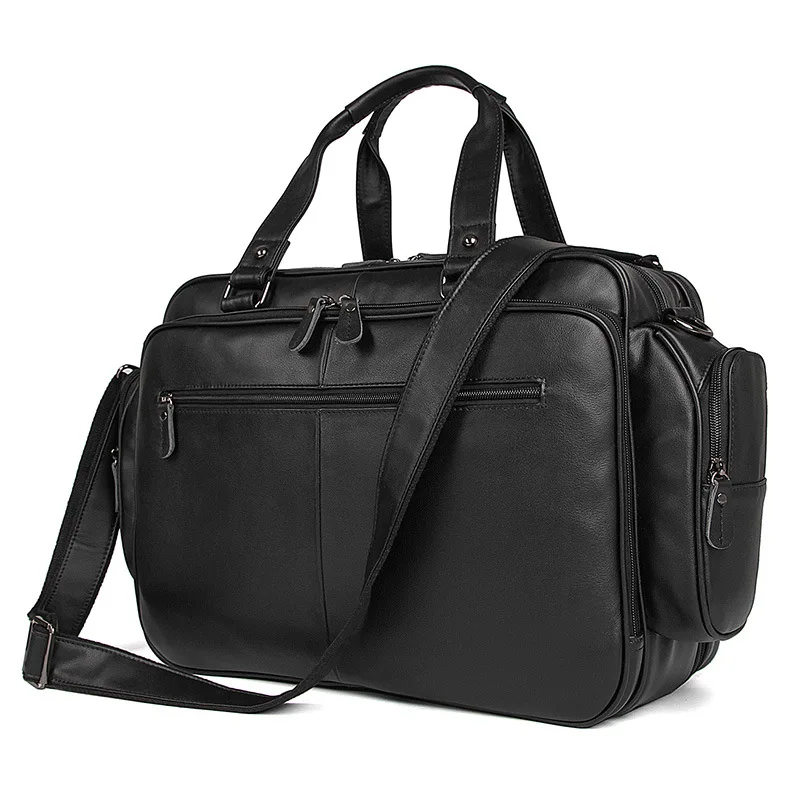 Nesitu-maletín de cuero genuino de gran capacidad para hombre, bolsas de mensajero para ordenador portátil de 15,6 pulgadas, Cartera de viaje de negocios, color negro, M7150