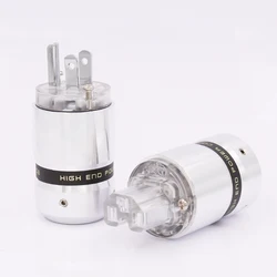 One pair Hi-End  Audiocrast silver Plated US Power Cable Plug IEC Connector Female male Plug HIFI DIY Mains Power Cable