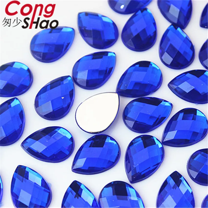 Cong Shao 100PCS 10*14mm Drop Acrylic Rhinestone Applique Stones And Crystals Flatback Costume Crafts Accessories 8Y496