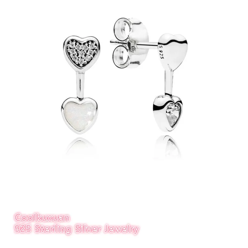 

Mother's Day Original 100% 925 sterling silver Hearts of Love Stud Earrings for women brincos Jewelry gift earings