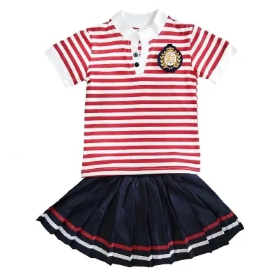 Kids Kindergarten Clothing Children Primary School Wear Child Short Sleeve School Uniform Children's Clothing 2pcs  D-0522