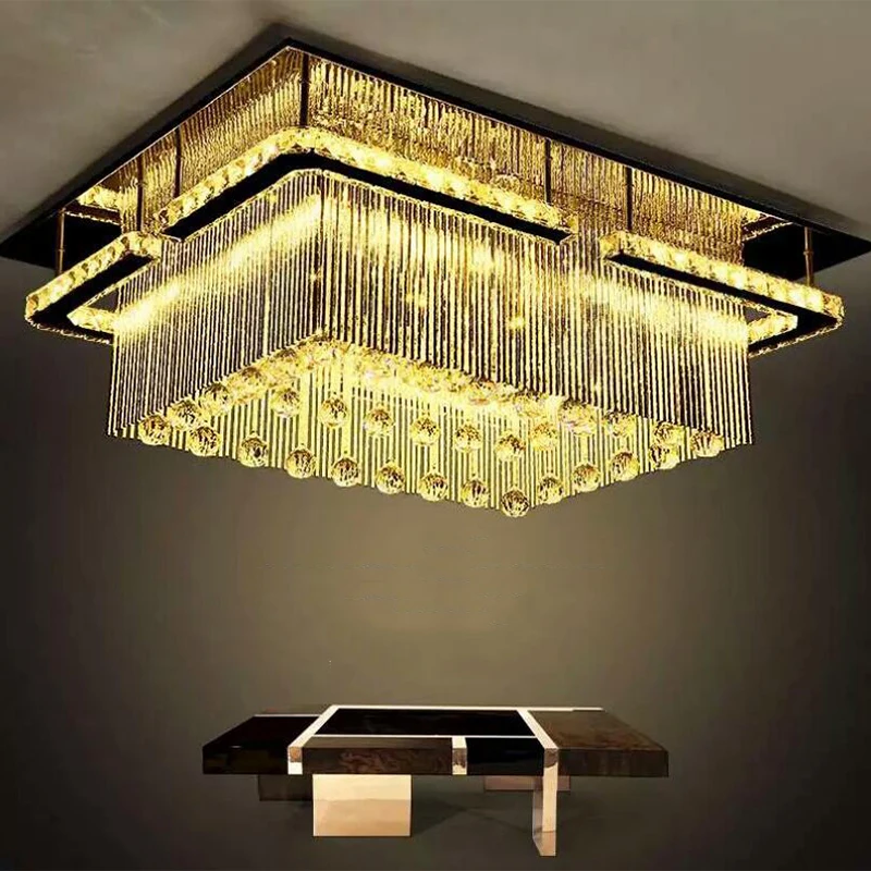 jmmxiuz New rectangular LED chandelier ceiling mounted crystal light hearth chandeliers, sales promotion