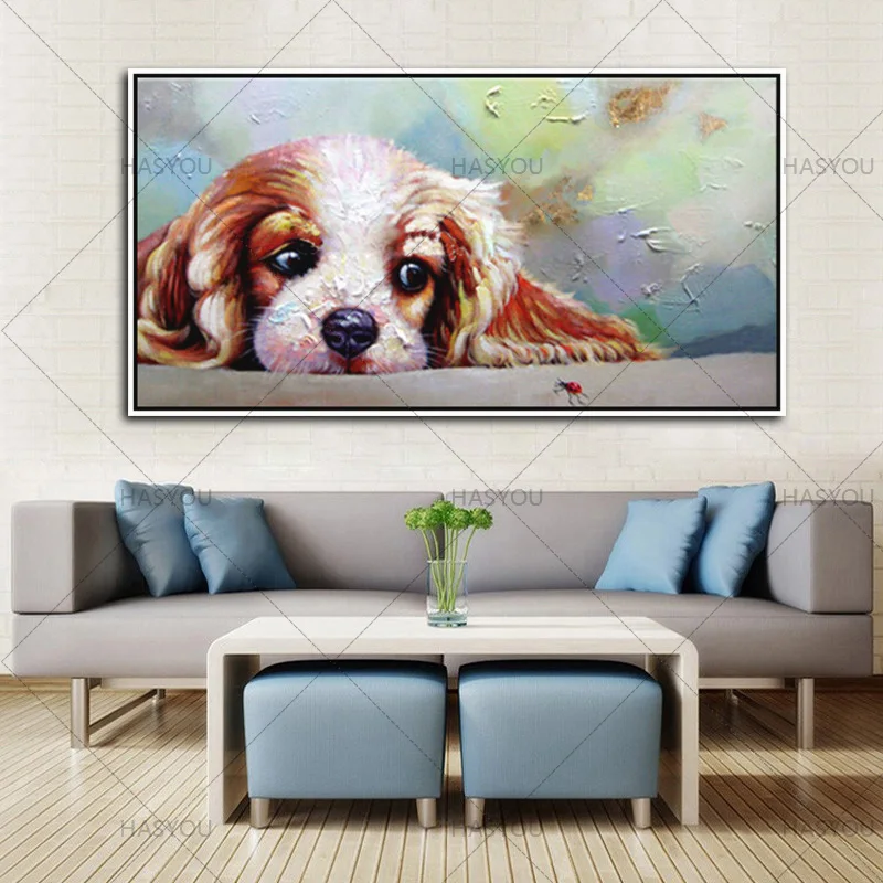 

large Morden dog canvas Pictures 100% Handpainted funny dog Abstract acrylic Oil Painting On Canvas Wall Art For Home Decoration