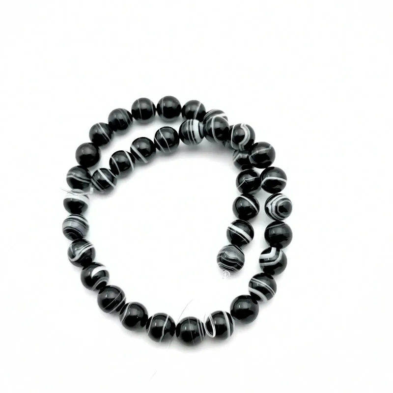 5/6/8/10/12/14/16mm Natural Stone Black Stripe Onyx Agates Round Loose Beads Pick Size Free Shipping