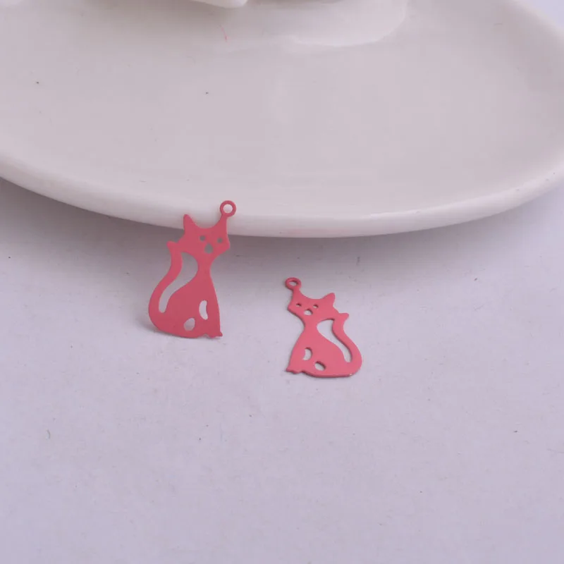 50 Stück Ac7850 Messing-Flachanhänger mit Katzenmotiv, niedliche Tier-Katzen-Anhänger – Detail 12