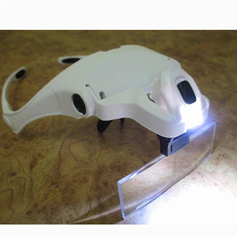Óculos de lupa de cabeça intercambiáveis 2led lâmpadas 1.0x/1.5x/2.0x/2.5x/3.5x ampliações