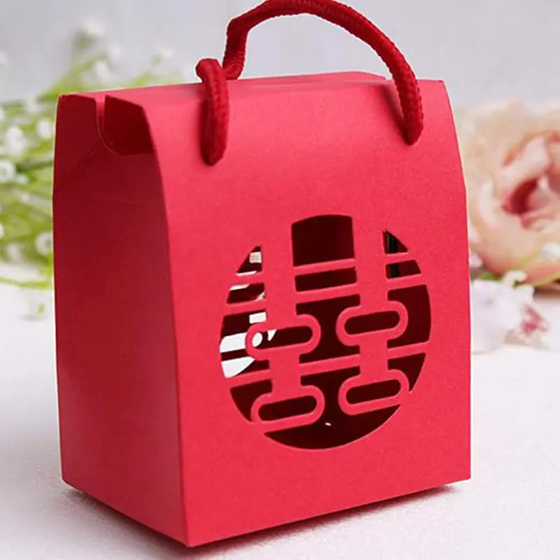 Fashionable Paper candy Gift Bags with Ribbon Handle Candy Red Business Present Bags F20173876