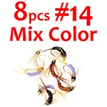 8 piezas, talla 14, colores surtidos