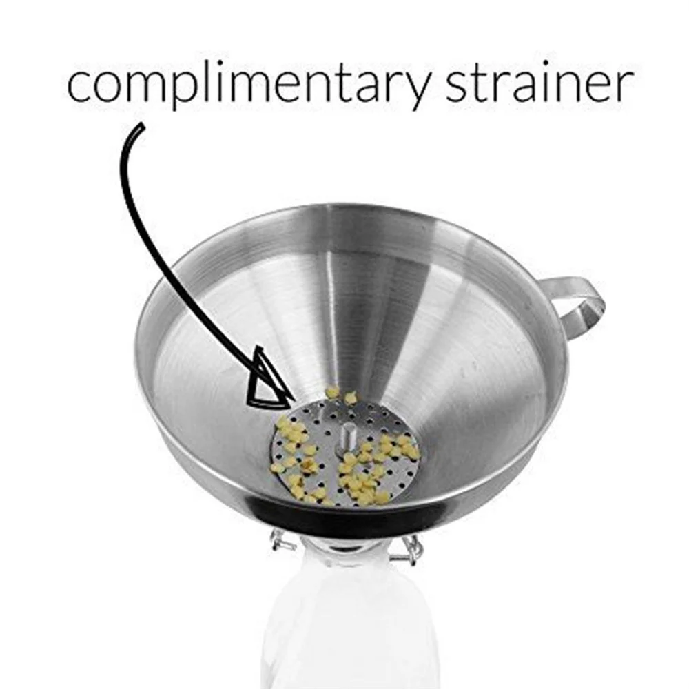 304 Stainless Steel Multipurpose Stainless Steel Kitchen Funnel With Handle and Detachable Strainer diameter 11mm