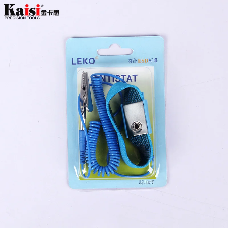 Adjustable anti-static ESD elastic wristband with clip for sensitive electronic repair work tools