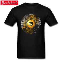 Chinese Zodiac CZ Yin Yang Tai Chi Symbol T Shirts Father Grandpa Cool T-Shirts Mens Sleeved Natural Cotton Comfortable Tshirts