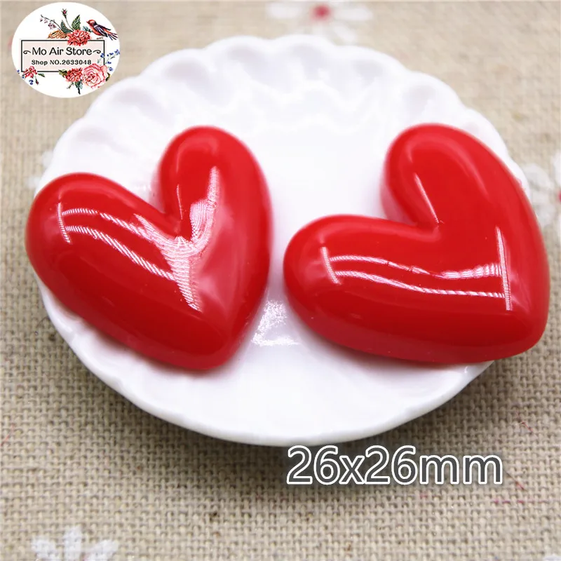 10pcs Red Heart  Resin Flackback Cabochon Art Supply Decoration Charm Craft DIY accessories
