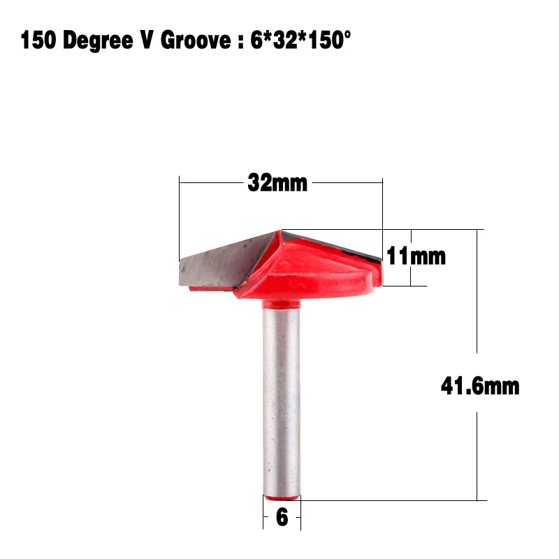 1pc 6mm V Groove Router Bits CNC Engraving Milling Cutter 60-150 Degree Woodworking Carving Knife Tungsten Carbide Cutting Tool