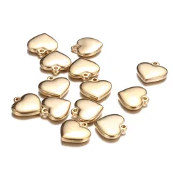 5Pcs/Lot Wholesale Stainless Steel Puffy Heart Pendant Charms For Jewelry DIY Making Accessories Findings