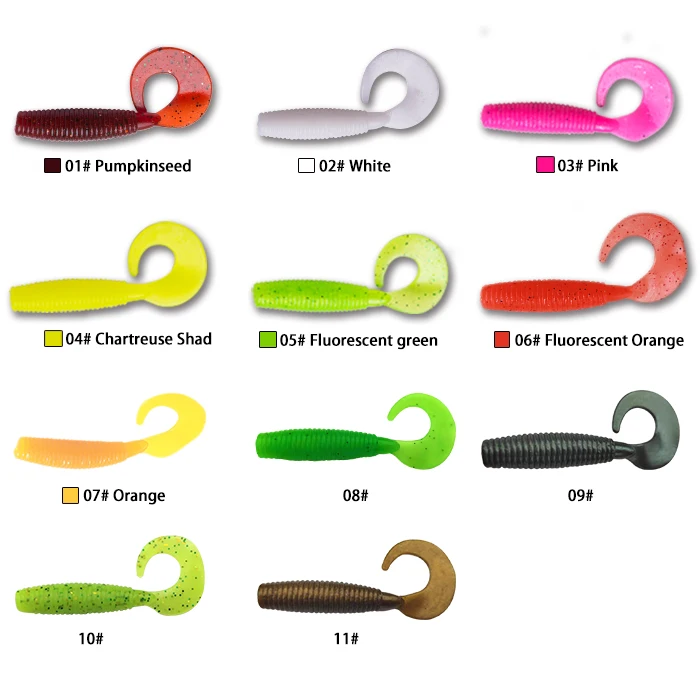 

LureGee 12pcs Shads Soft Baits Fishing Soft Lures 65mm 3.1g Wobblers Silicone Worm Jig Head for Fishing Artificial Baits Fishin