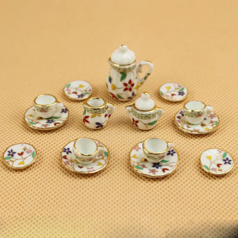 Mini Ceramic Tea Set simulation Toy Chinese tableware Small tea cup suit Children Role Play parent-child interaction Kids Gifts