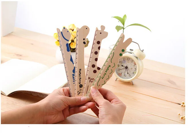 4 PC/Lot Cute Funny Animal-like Wooden Ruler, Giraffe & Hippo & Crocodile & Leopard,CZ00002