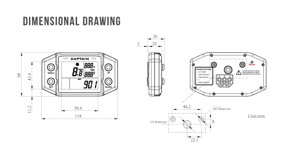 Drehzahl messer Multifunktions-Stunden zähler digitaler Motor drehzahl messer mit Voltmeter-Service-Erinnerungs messer hm400 – Detail 9