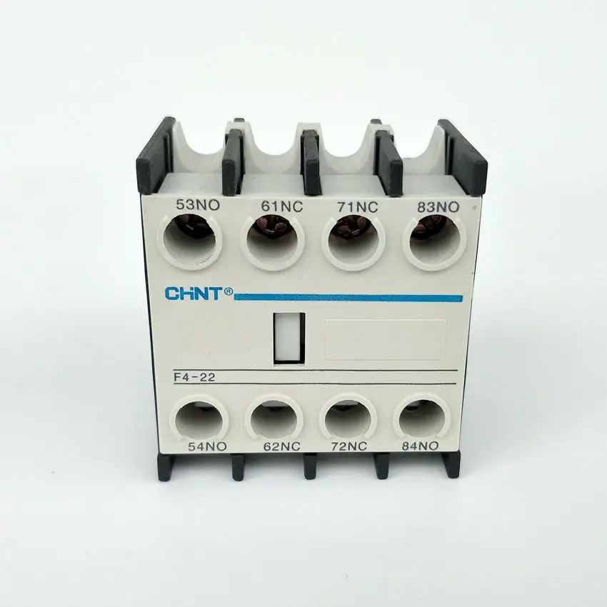 CHINT AC Contactor Auxiliary Contact Blocks F4-22 2NO+2NC – דיווח מפורט על ביצועים, תקינות ותאימות במערכות חשמל תעשייתיות
