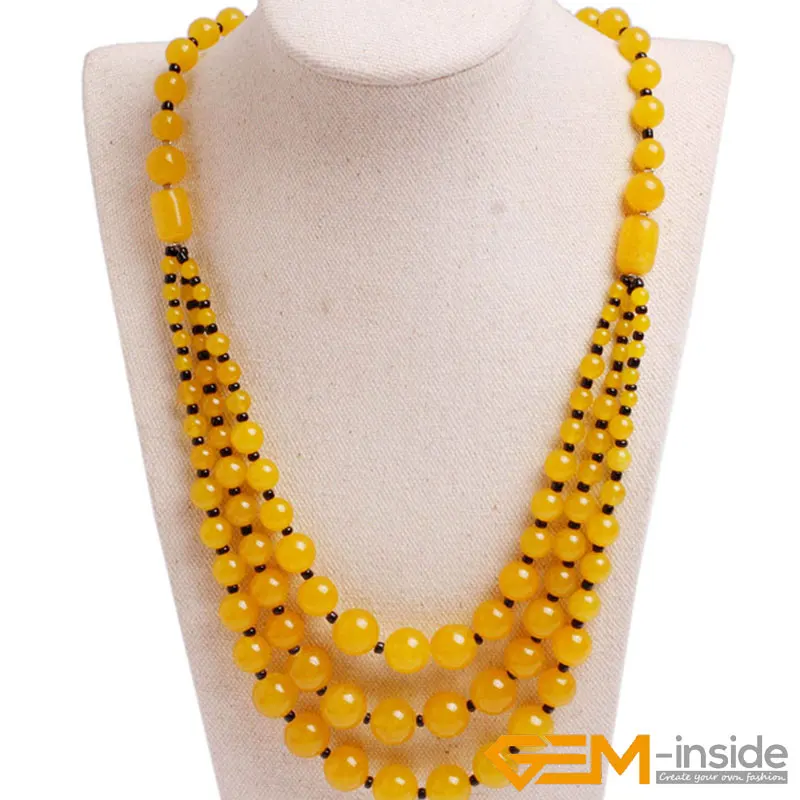 Handmade 8-12mm Beaded Stone Beads Fashion Loose Natural Necklace Jewelry 19 Inch DIY For Women GIft