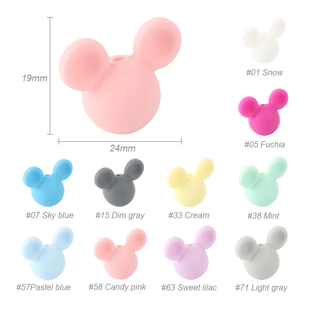 10pcs Silicone Beads Mouse Shape Baby Teething Beads Teether BPA Free Chewing Toy For DIY Necklace Pendant Baby Accessories