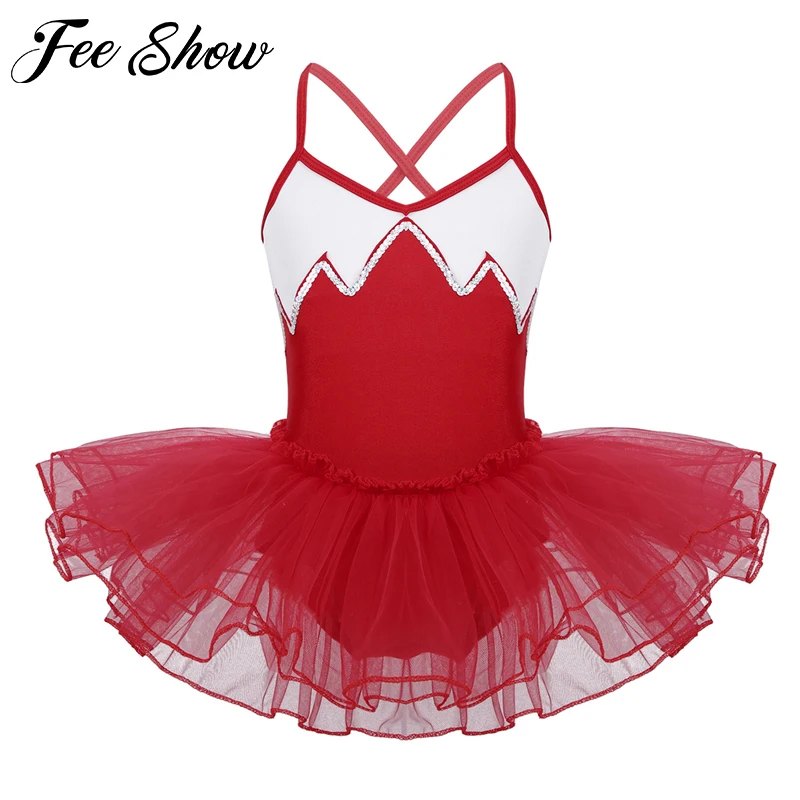 Teen Girls Ballet Tutu Dress Spaghetti Glitter Reflective Ballet Dancing Class Gymnastics Leotard Kids Ballerina Party Costumes