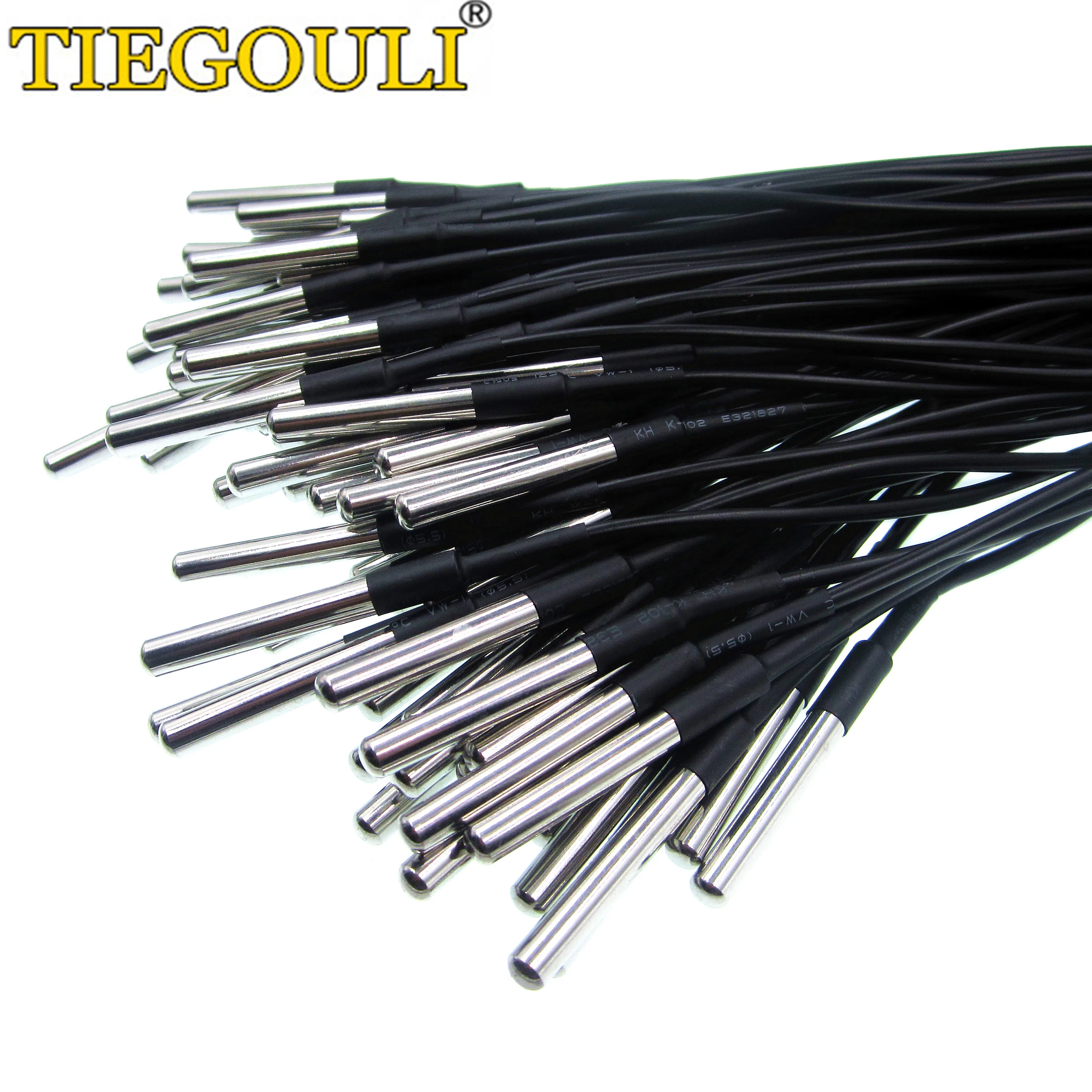 100pcs/lot New Original chip stainless steel 6*50 DS18b20 waterproof temperature sensor 18B20 100cm -55~125degree