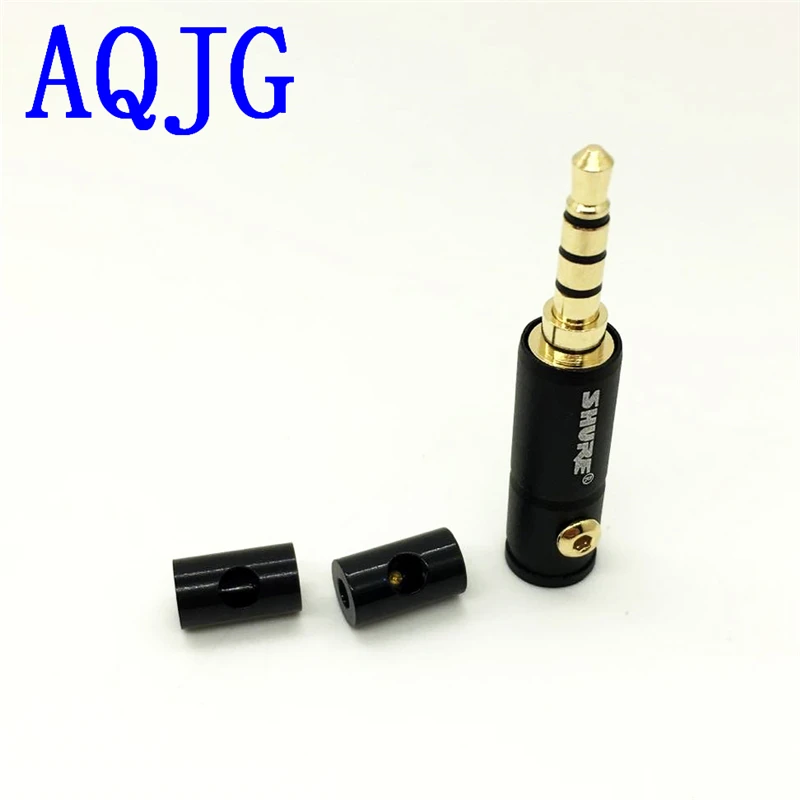 50pcs Jack 3.5 4 poles 3.5mm Audio Gold-Plated headphone plug 3.5 RCA Connectors plug jack Stereo connector for Shure AQJG