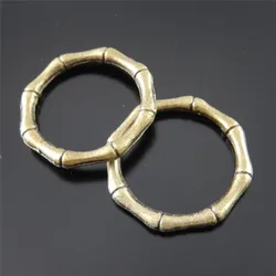 Julie Wang 10PCS Circle Charms Alloy Antique Bronze Round Bamboo Circles Pendant Charms Handmade Jewelry Making Accessory