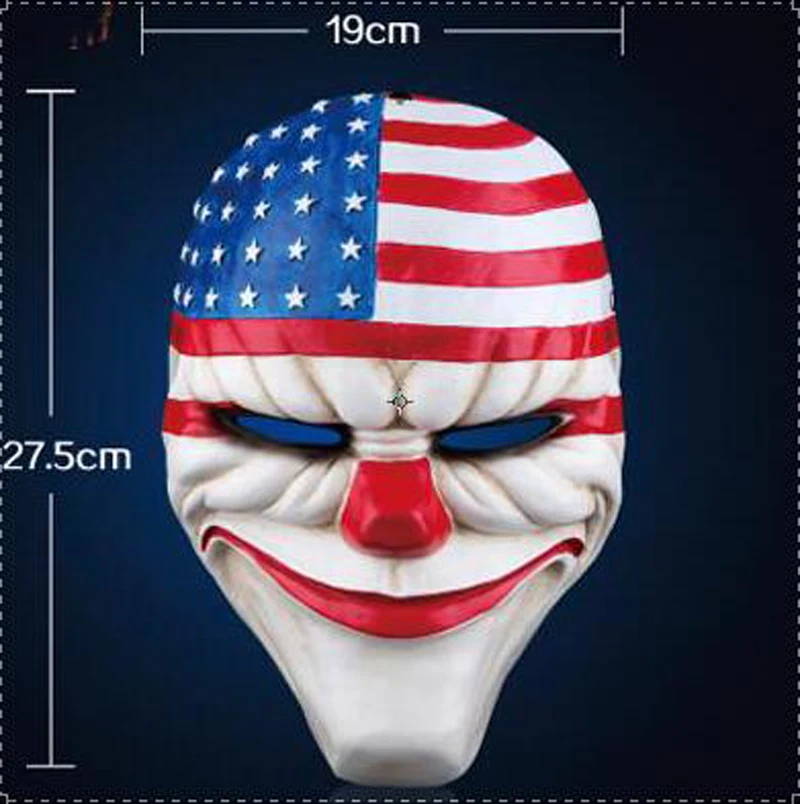 Scary Payday 2 Resin Mask The Heist Dallas Cosplay Halloween Horror Clown Masquerade Party Carnaval Costume Collect Fancy Dress