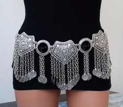 Gypsy Metal Hippie Boho Flower Turkish Bohemian Shimmy Dress Belt Belly Dance Waist Chain Coins Sexy Body Afghan Indian Jewelry