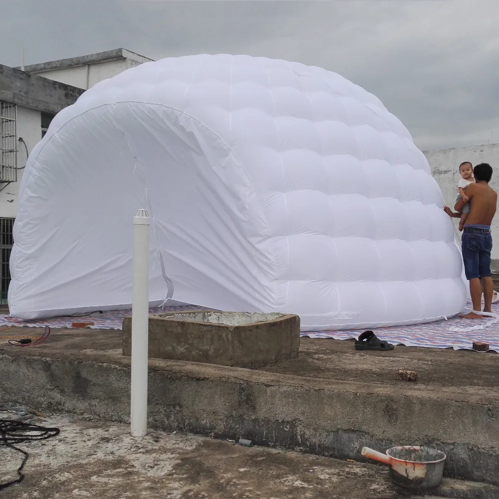 Barraca de cúpula inflável grande extravagante, luzes led coloridas, cúpula gigante iglu, tenda de construção de feiras comerciais para eventos ao ar livre