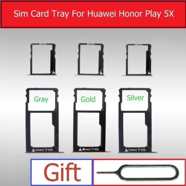 

1 set Up & Down Micro SD + Sim Card Tray Holder For Huawei Honor Play 5X KIW-TL00H TL00 L23 CL00 AL10 UL00/Glory 5x Card Slot