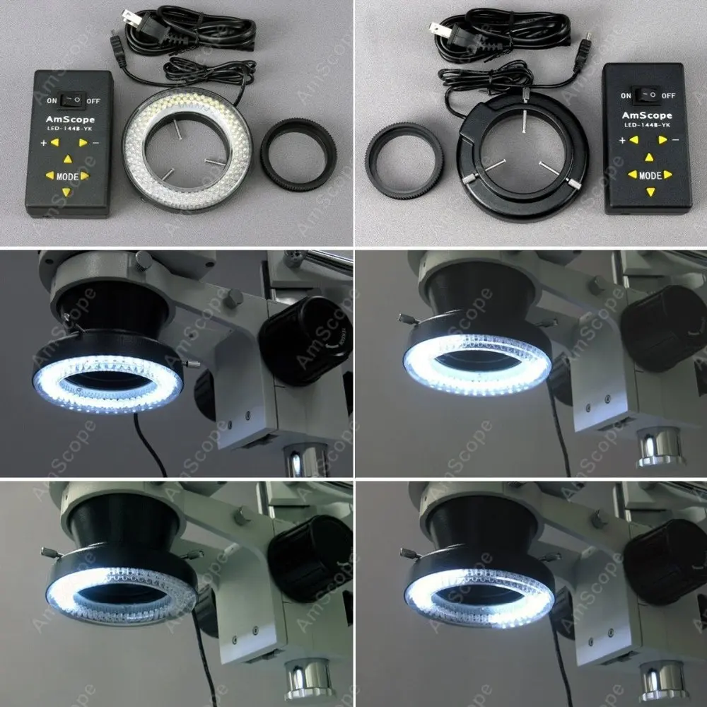 Inspektion Zoom Stereomikroskop -- AmScope Supplies7X-45X Trinokular Inspektion Zoom Stereomikroskop mit 144-LED 4-Zone Licht