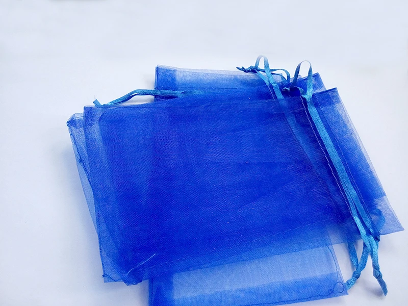 500pcs 15*20 Blue gift bags for jewelry/wedding/christmas/birthday Organza Bags with handles Packaging Yarn bag