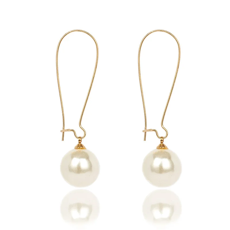 Women's Fashion Hot Selling Gold Long Hook Imitation Pearl Joker Elegant Earrings Travel Holiday Earrings Wedding Accessories