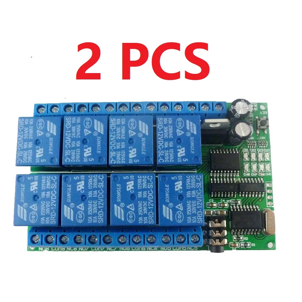 

2PCS AD22A08*2 8ch 12VDC DTMF Relay MT8870 Decoder Phone Remote Control switch for AC DC Motor LED CNC Smart Home PLC