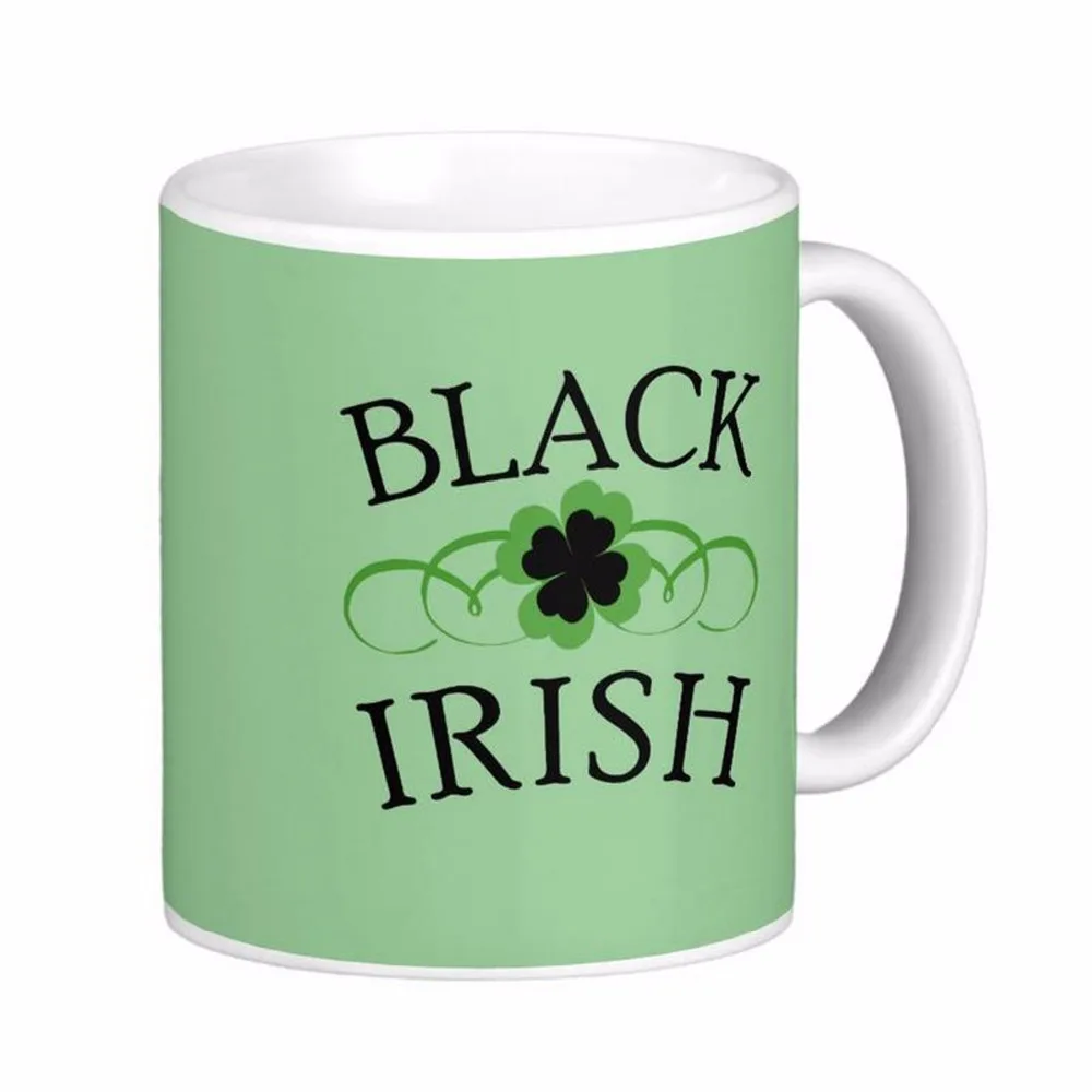 Black Irish With Black Shamrock White Coffee Mugs Tea Mug Customize Gift By LVSURE Ceramic Mug Travel Coffee Mugs