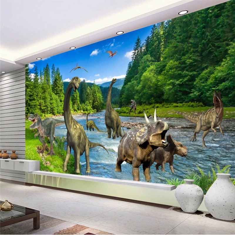 custom Large cartoon wallpaper bedroom children's room decoration mural wallpaper 3D background art wall paper Jurassic Dinosaur