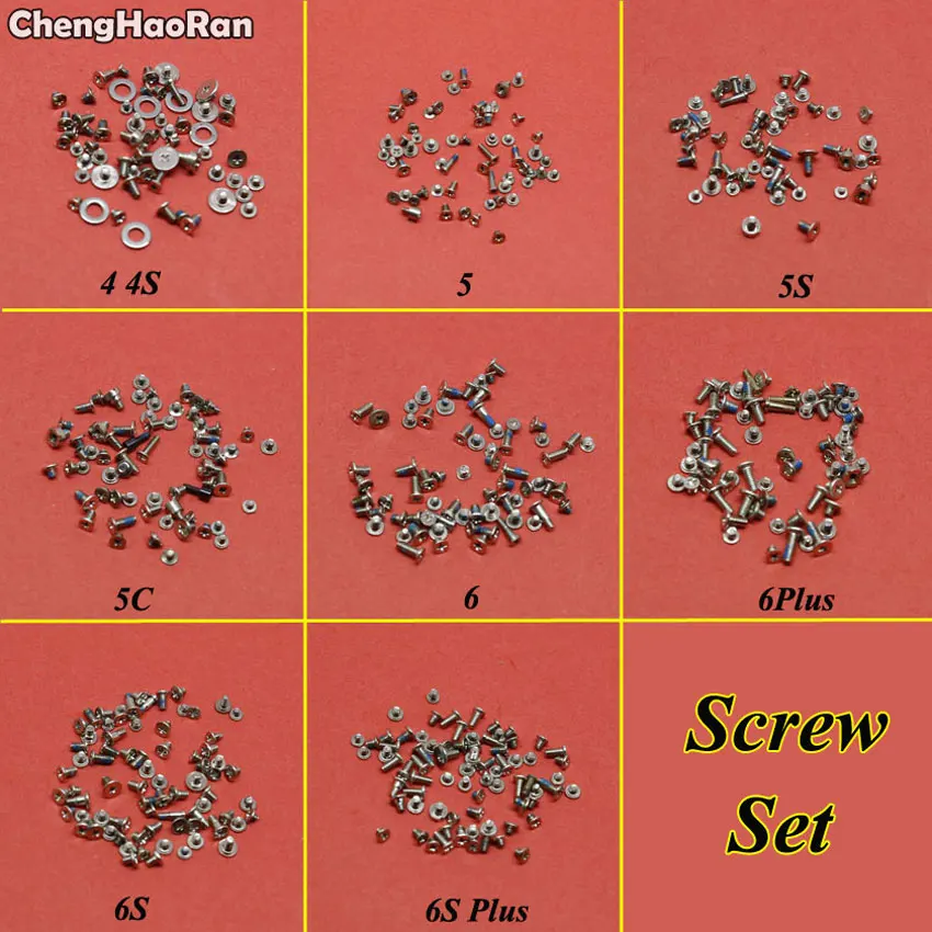 

ChengHaoRan 1Set Full Screws Set Kit Repair Replacement Parts for iPhone 4 4S 5 5S 5C 6 6S 6Plus 6S Plus 7 7Plus