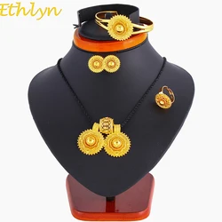 Ethlyn  Ethiopian set Jewelry Pendant Rope Earring Ring Gold Color Eritrea Africa Wedding Engagement sets Habesha S135