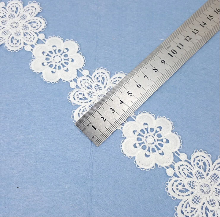 10Yards Flower Lace Trim White Lace Fabric For Wedding Dress Embroidered Applique Patch