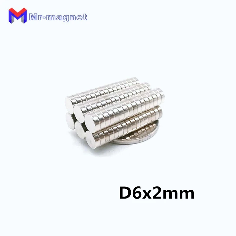 

100pcs Hot sale D6x2mm magnet N35 6x2mm super strong 6x2 magnet 6mmx2mm, 6*2 small refrigerator magnets D6*2mm 6*2mm