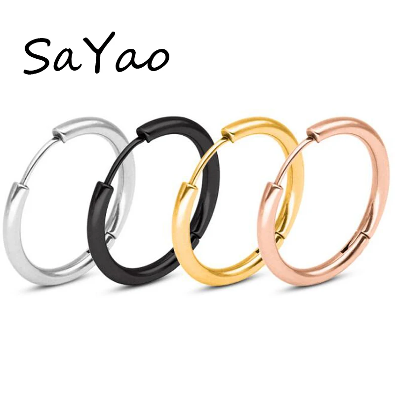 2Piece Stainless Steel Hoop Earring Korean Cute small Circle Ear Earrings Huggie Jewelry Gift