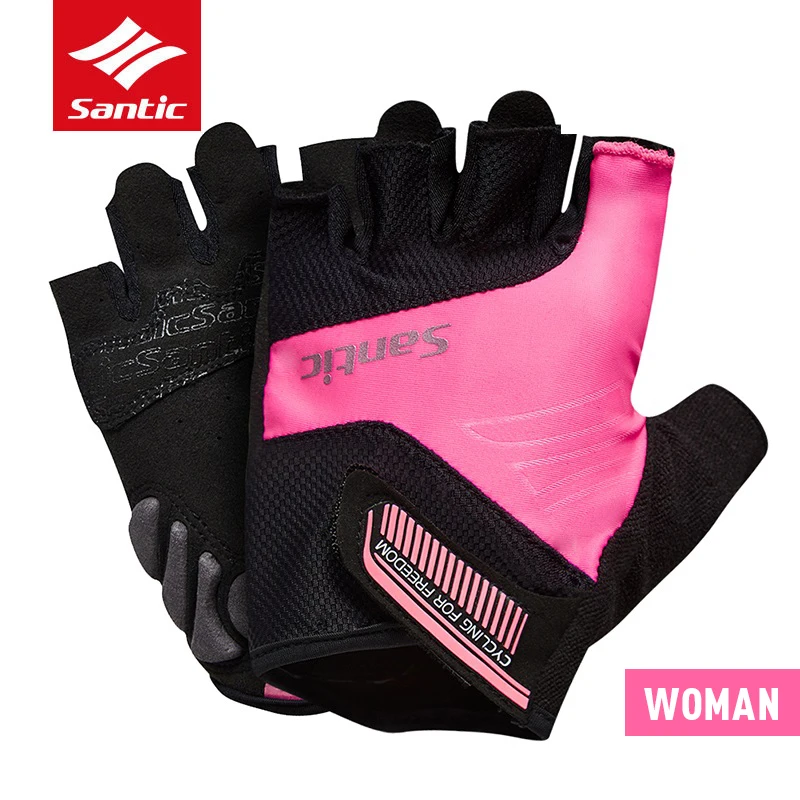 Santic Cycling Gloves Men Women Short Unisex Summer Breathable Anti-Skidding Wear-Resisting Gel Bicycle Gloves MTB Road Bike