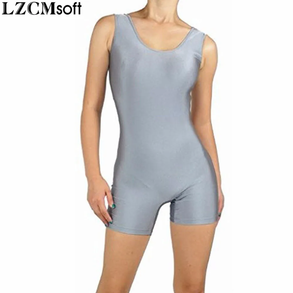 LZCMsoft Nữ Xe Tăng Biketards Người Lớn Thun Không Tay Leotards Cho Bé Gái Thể Dục Dụng Cụ Đen Quần Shorts Đùi Unitard Dancewear Trang Phục