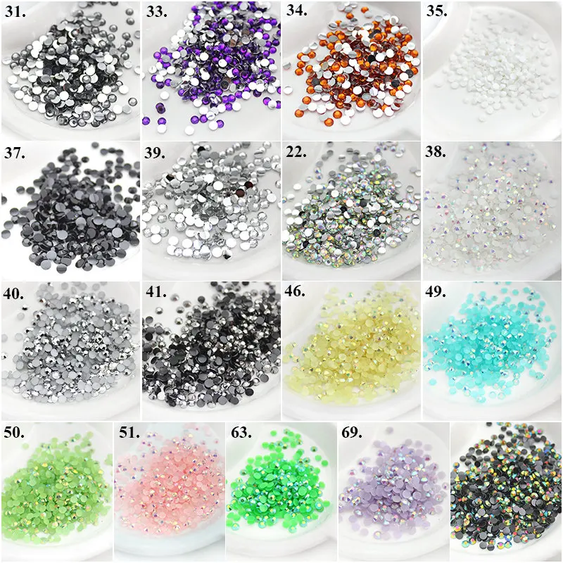 5mm 14 Facets Multicolored Colors Round Resin Flatback Rhinestone Stones Decorations 10000Pcs/bag Diy for bag, shoes, pants