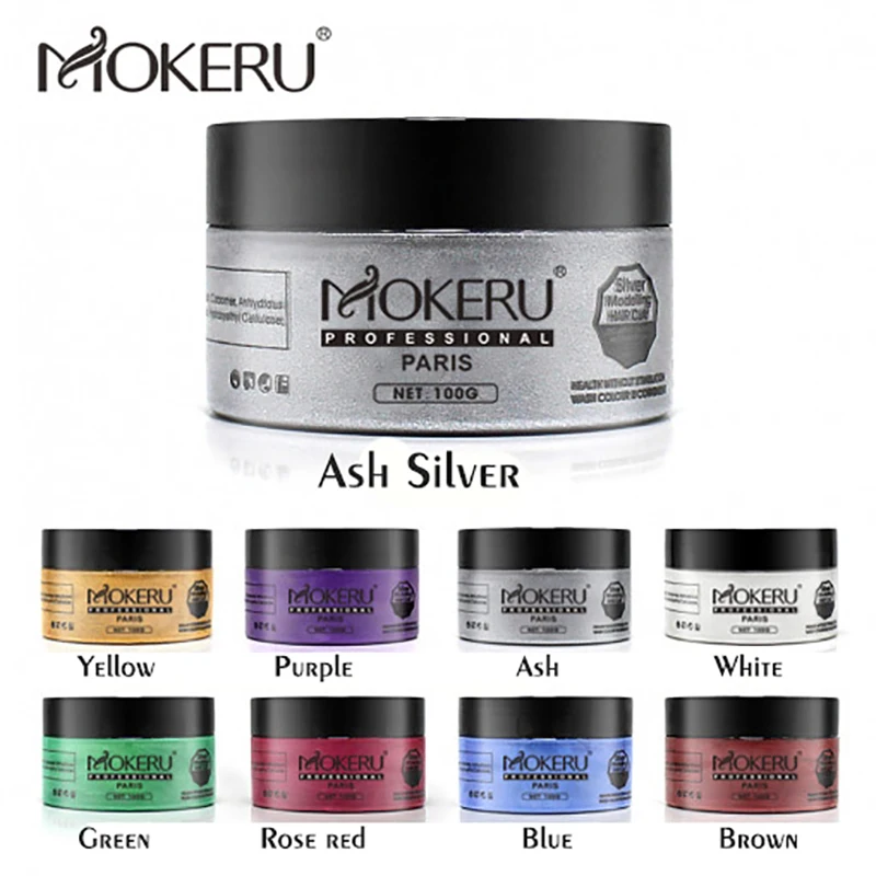 Mokeru DIY Hair Wax Color Cream Temporary Hair Dye Wax Grandma Ash Color Dye Cream One Time White Gray Paint Wax Clay For Hair
