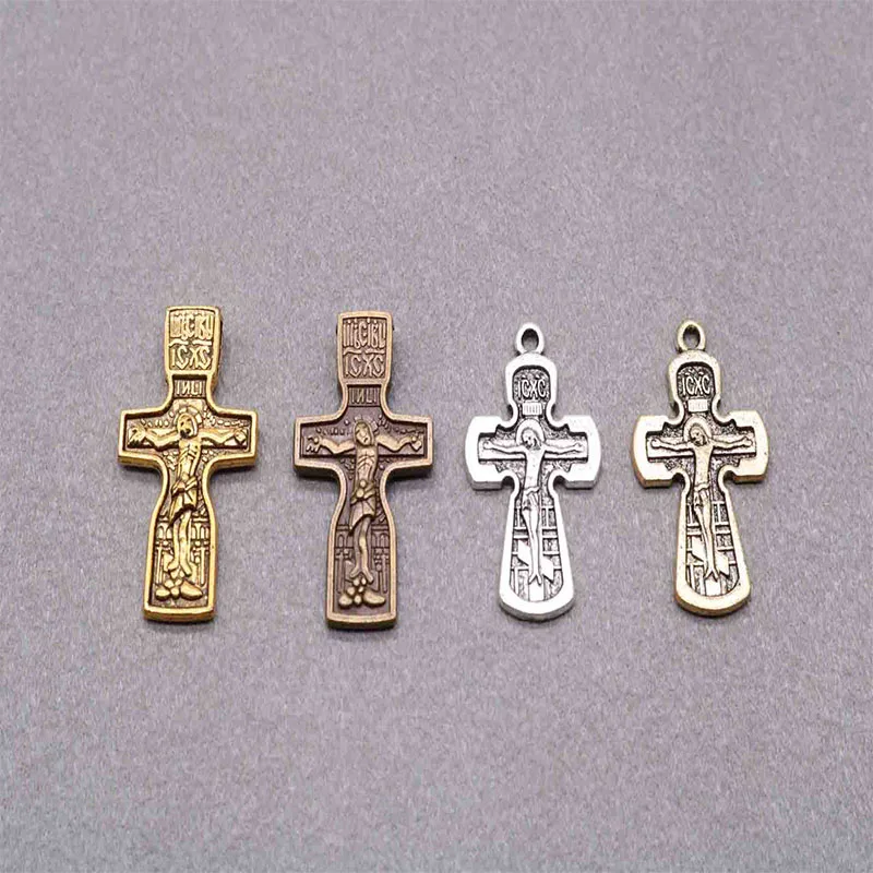 Many models Orthodox Jesus Cross Medal Vintage Bronze Cross. Rose Rosa Cross Attached Rosary Cross 10 Pieces